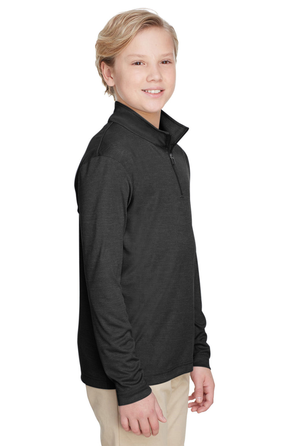 Team 365 TT31HY Youth Zone Sonic Performance Moisture Wicking 1/4 Zip Sweatshirt Heather Black Model 3q