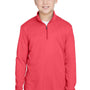 Team 365 Youth Zone Sonic Performance Moisture Wicking 1/4 Zip Sweatshirt - Heather Red