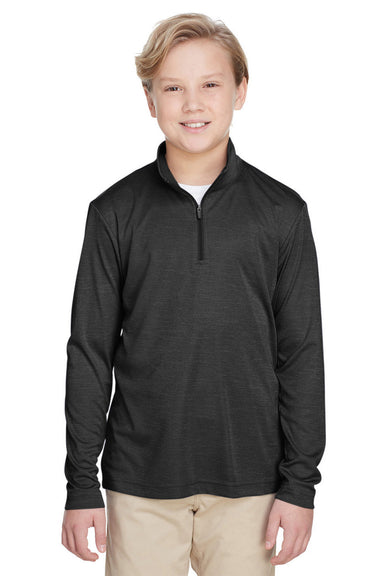 Team 365 TT31HY Youth Zone Sonic Performance Moisture Wicking 1/4 Zip Sweatshirt Heather Black Model Front