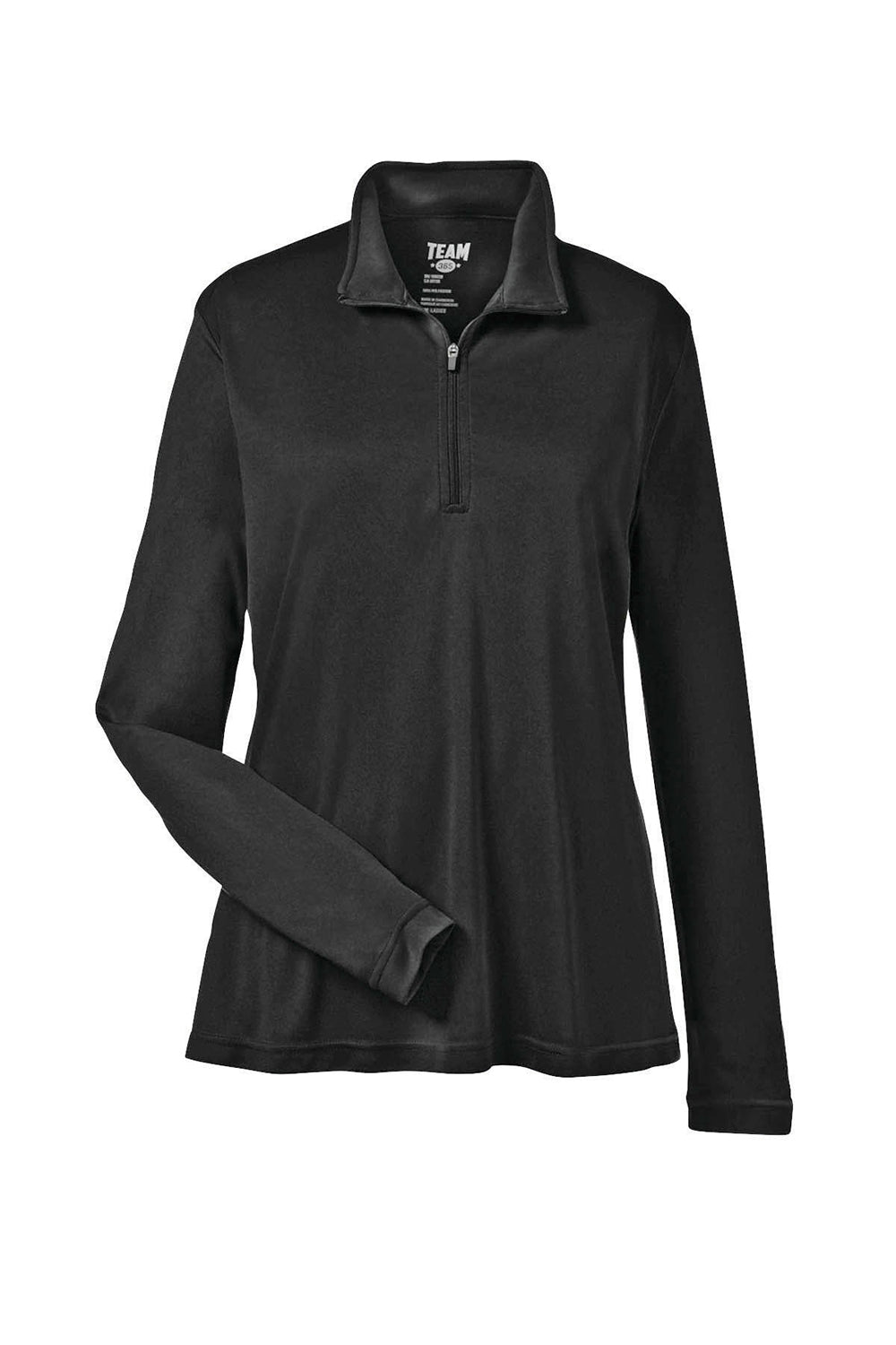 Team 365 TT31W Womens Zone Performance Moisture Wicking 1/4 Zip Sweatshirt Black Flat Front