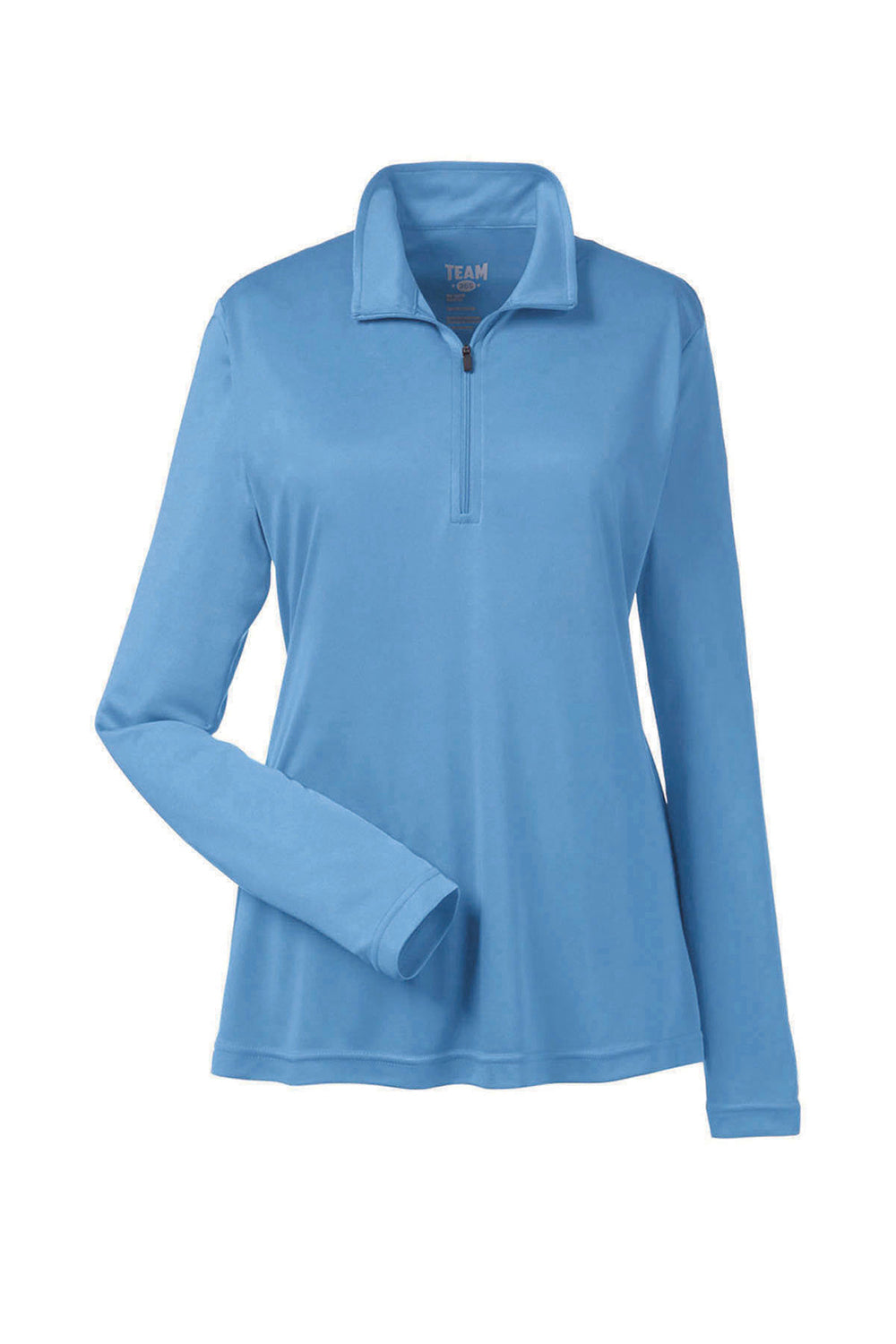 Team 365 TT31W Womens Zone Performance Moisture Wicking 1/4 Zip Sweatshirt Light Blue Flat Front