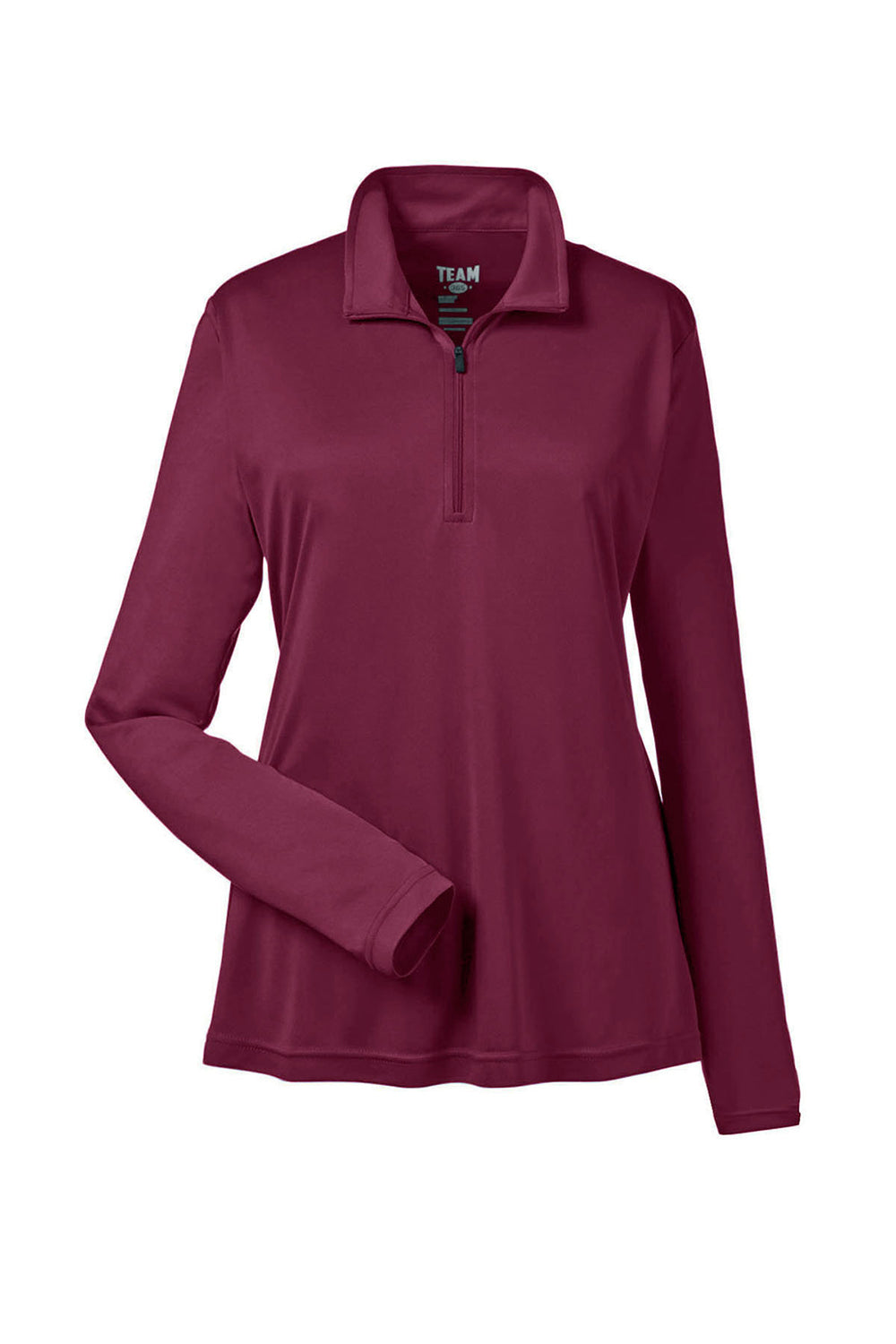 Team 365 TT31W Womens Zone Performance Moisture Wicking 1/4 Zip Sweatshirt Maroon Flat Front