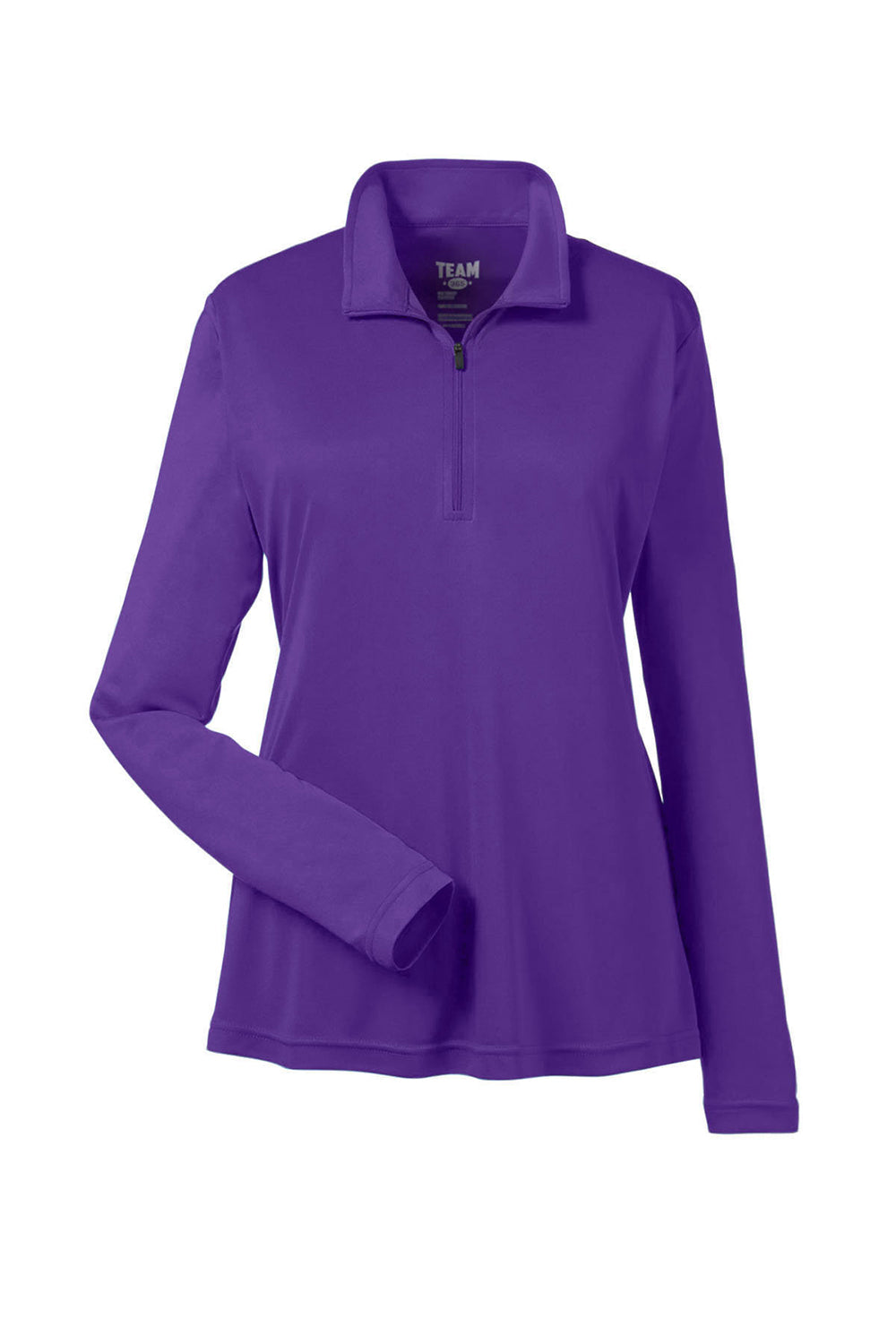 Team 365 TT31W Womens Zone Performance Moisture Wicking 1/4 Zip Sweatshirt Purple Flat Front