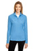 Team 365 TT31W Womens Zone Performance Moisture Wicking 1/4 Zip Sweatshirt Light Blue Model Front