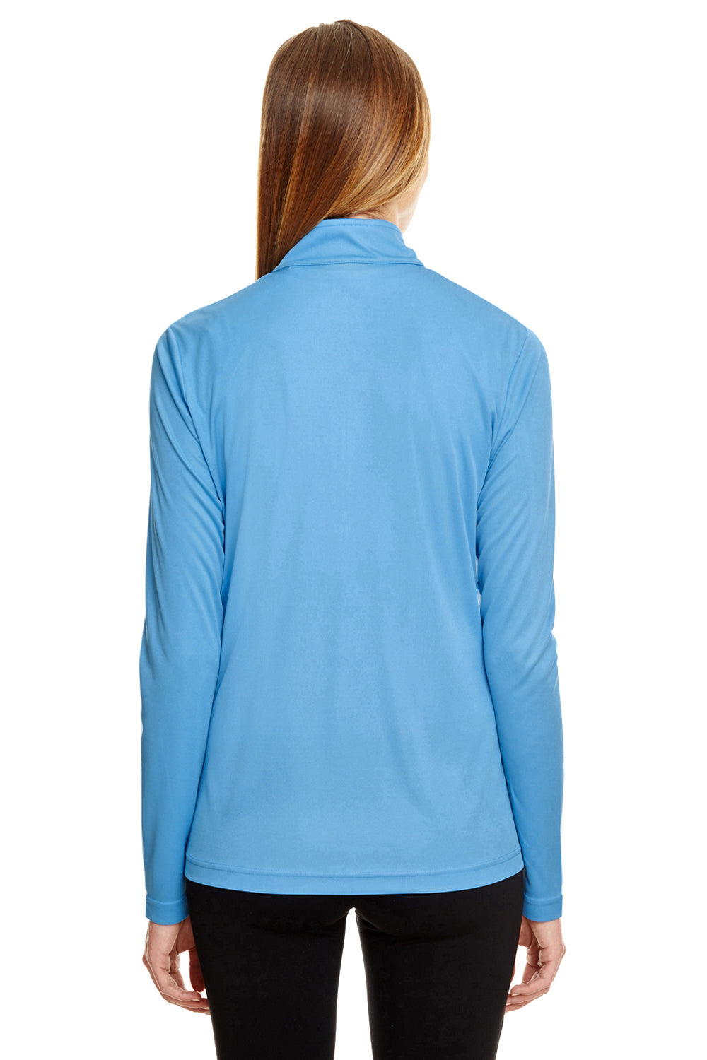 Team 365 TT31W Womens Zone Performance Moisture Wicking 1/4 Zip Sweatshirt Light Blue Model Back