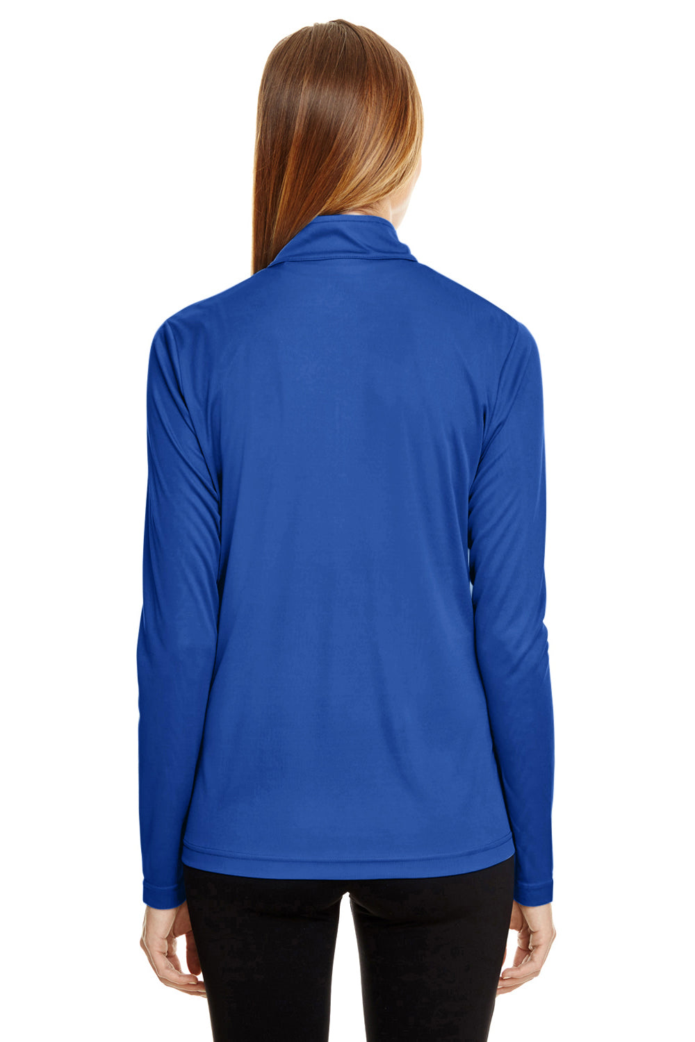 Team 365 TT31W Womens Zone Performance Moisture Wicking 1/4 Zip Sweatshirt Royal Blue Model Back