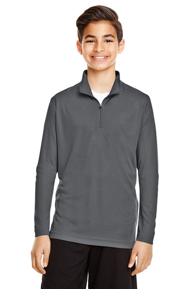 Team 365 TT31Y Youth Zone Performance Moisture Wicking 1/4 Zip Sweatshirt Graphite Grey Model Front