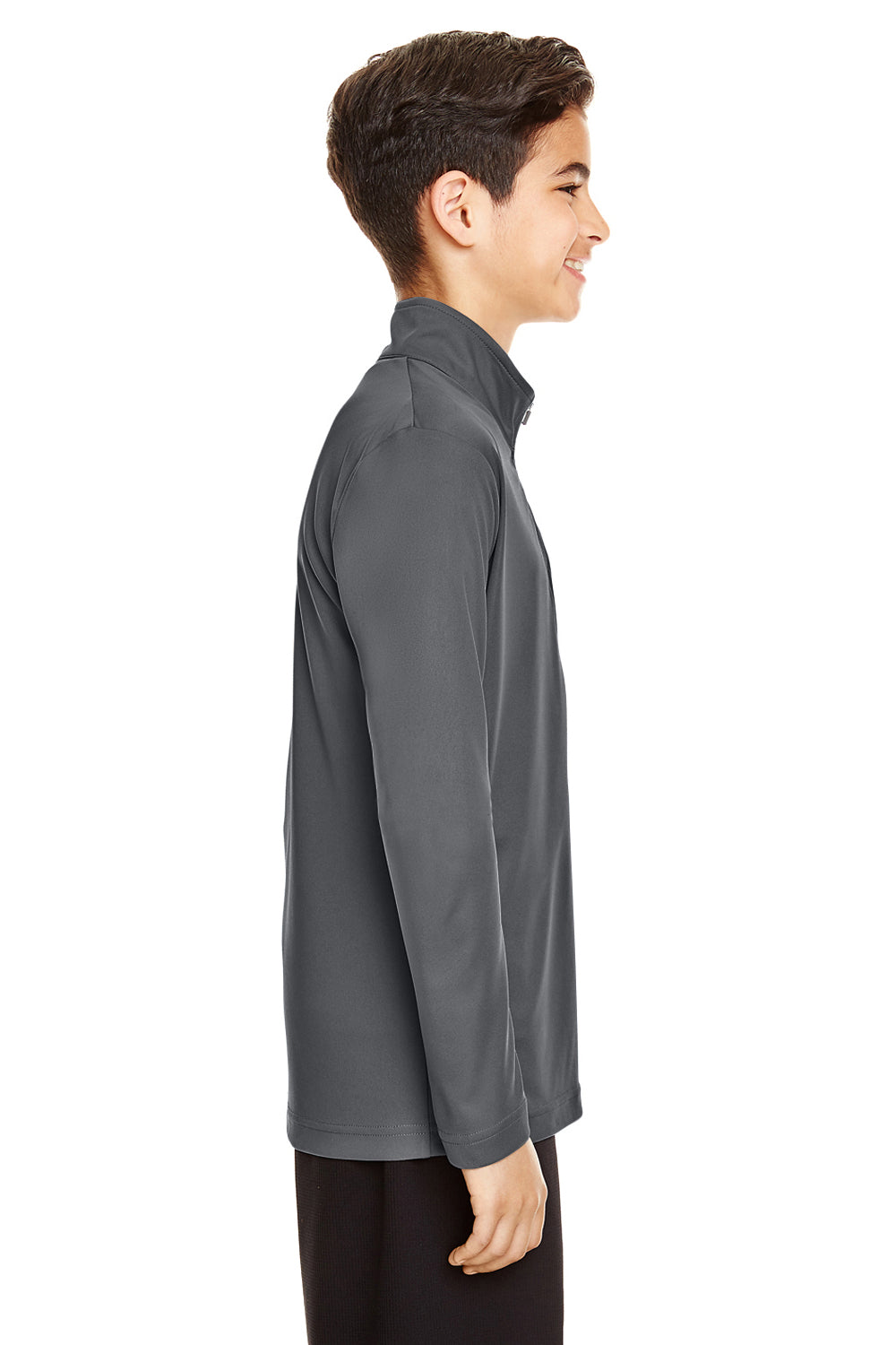 Team 365 TT31Y Youth Zone Performance Moisture Wicking 1/4 Zip Sweatshirt Graphite Grey Model Side