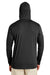 Team 365 TT41 Mens Zone Performance Moisture Wicking Long Sleeve Hooded T-Shirt Hoodie Black Model Back