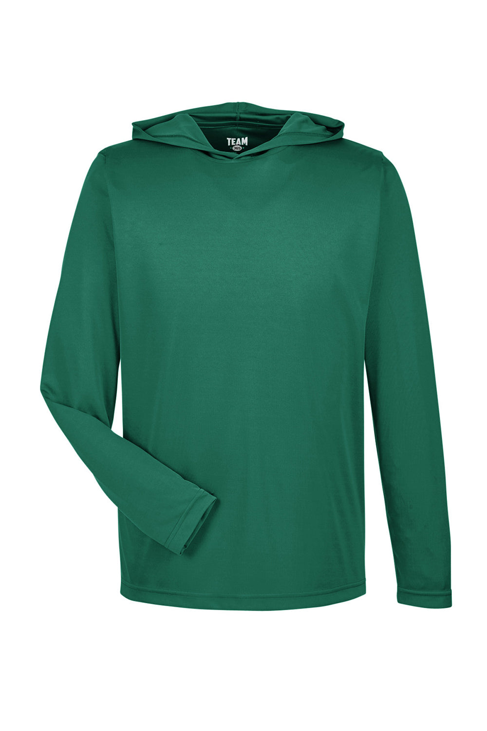 Team 365 TT41 Mens Zone Performance Moisture Wicking Long Sleeve Hooded T-Shirt Hoodie Forest Green Flat Front