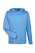 Team 365 TT41 Mens Zone Performance Moisture Wicking Long Sleeve Hooded T-Shirt Hoodie Light Blue Flat Front