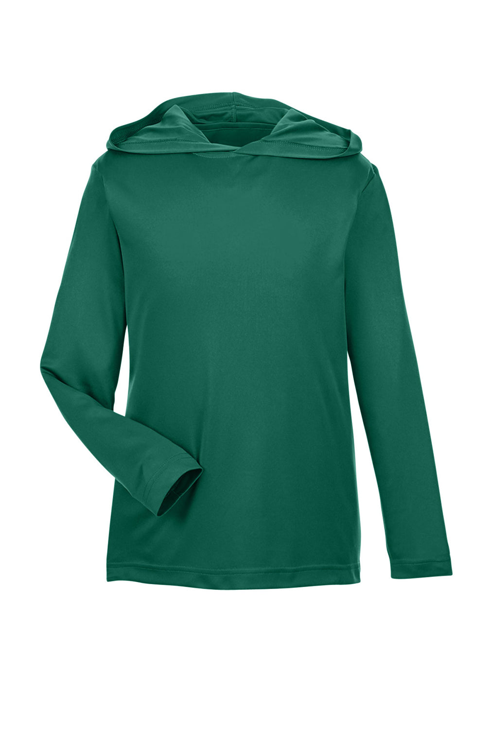 Team 365 TT41Y Youth Zone Performance Moisture Wicking Long Sleeve Hooded T-Shirt Hoodie Forest Green Flat Front