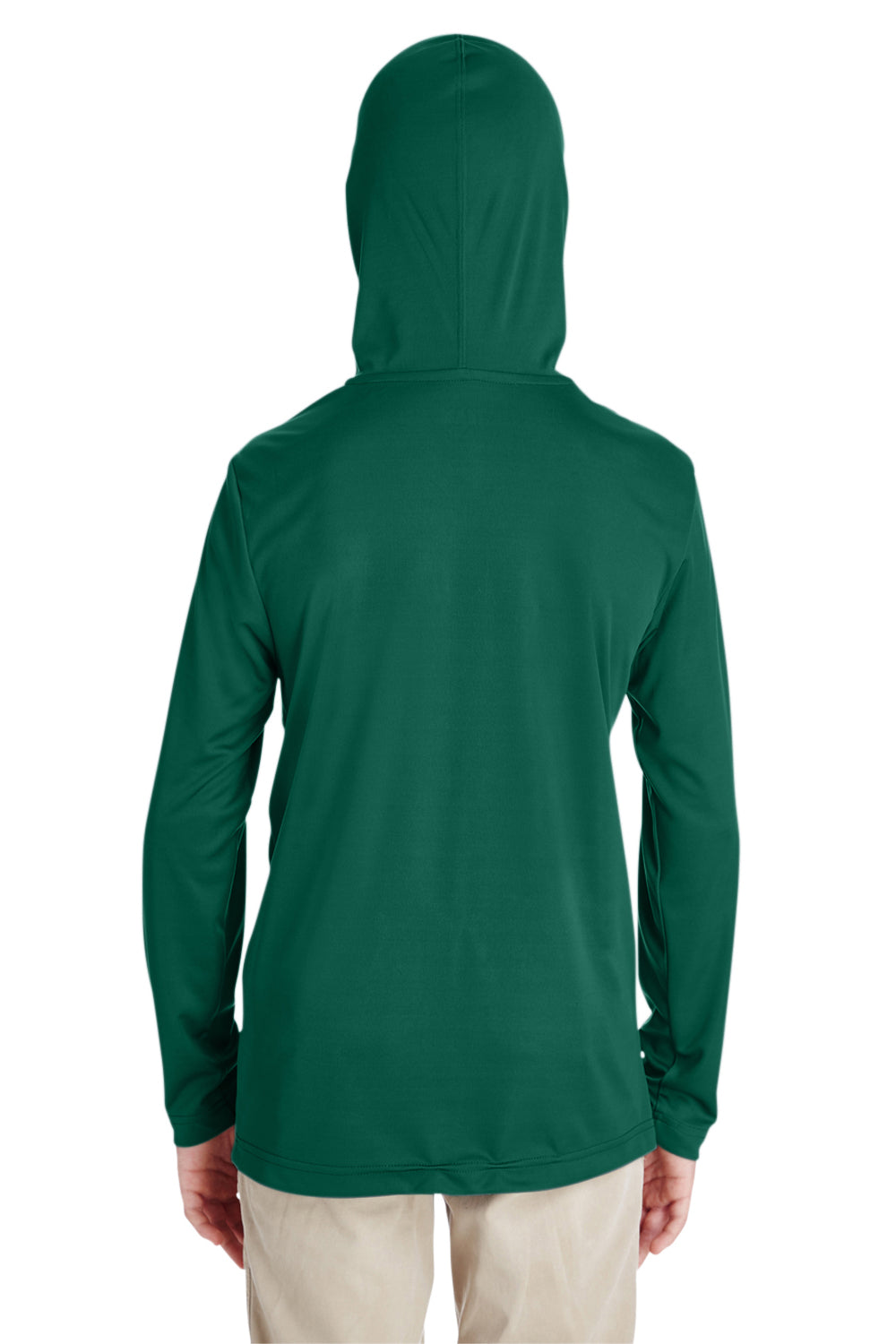 Team 365 TT41Y Youth Zone Performance Moisture Wicking Long Sleeve Hooded T-Shirt Hoodie Forest Green Model Back