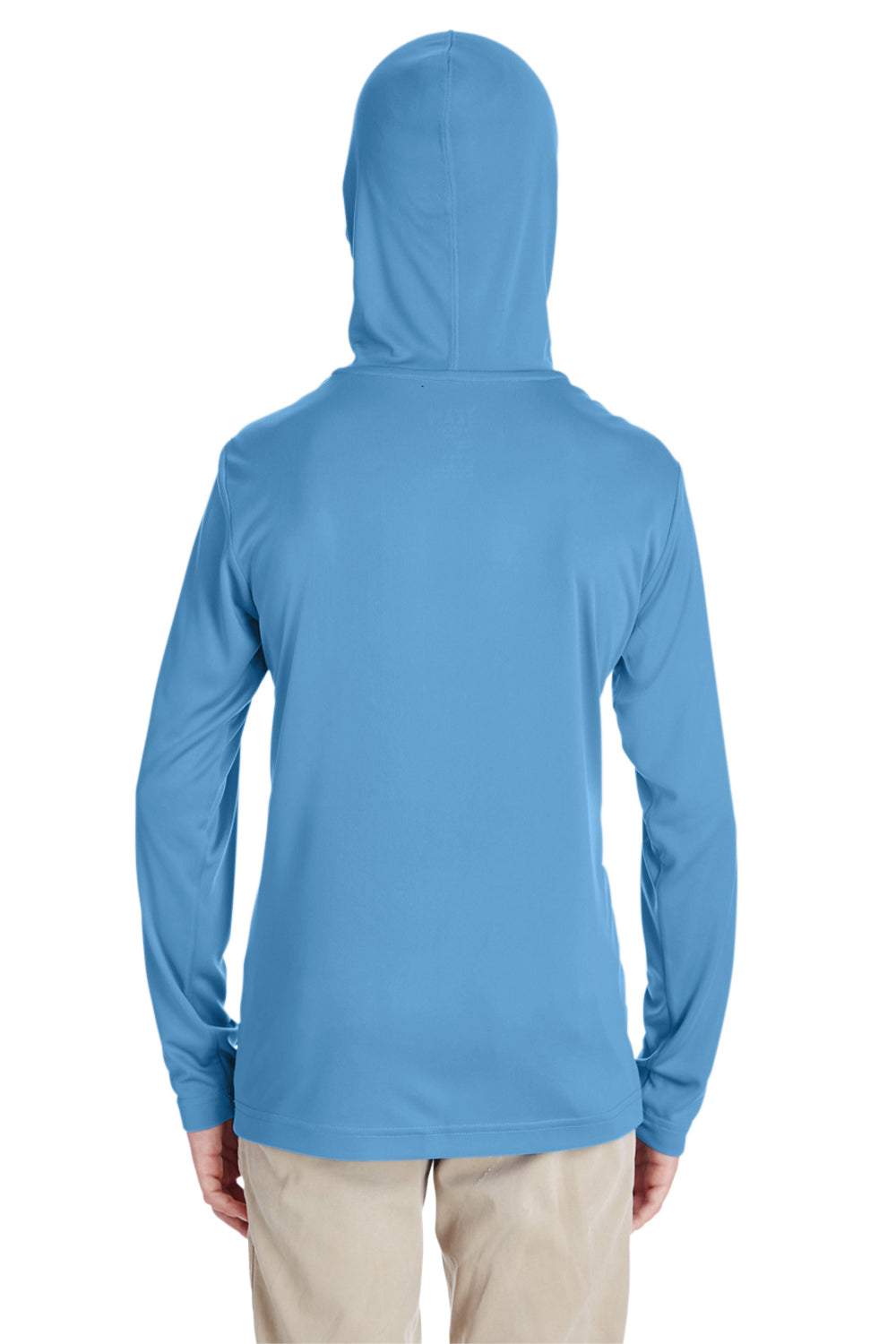 Team 365 TT41Y Youth Zone Performance Moisture Wicking Long Sleeve Hooded T-Shirt Hoodie Light Blue Model Back