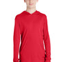 Team 365 Youth Zone Performance Moisture Wicking Long Sleeve Hooded T-Shirt Hoodie - Red