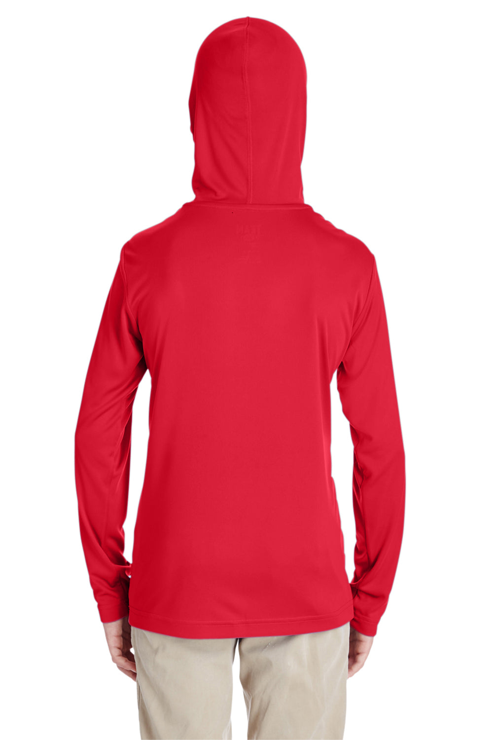 Team 365 TT41Y Youth Zone Performance Moisture Wicking Long Sleeve Hooded T-Shirt Hoodie Red Model Back