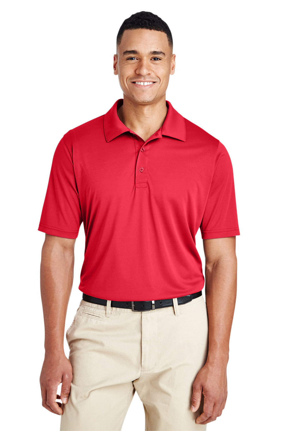 Team 365 TT51 Mens Zone Performance Moisture Wicking Short Sleeve Polo Shirt Red Model Front