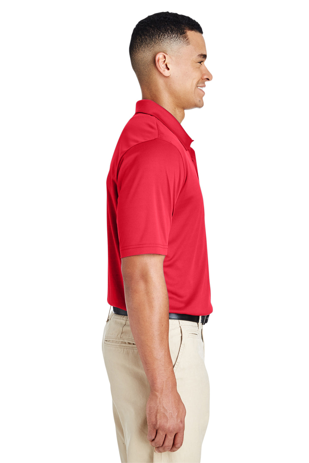 Team 365 TT51 Mens Zone Performance Moisture Wicking Short Sleeve Polo Shirt Red Model Side