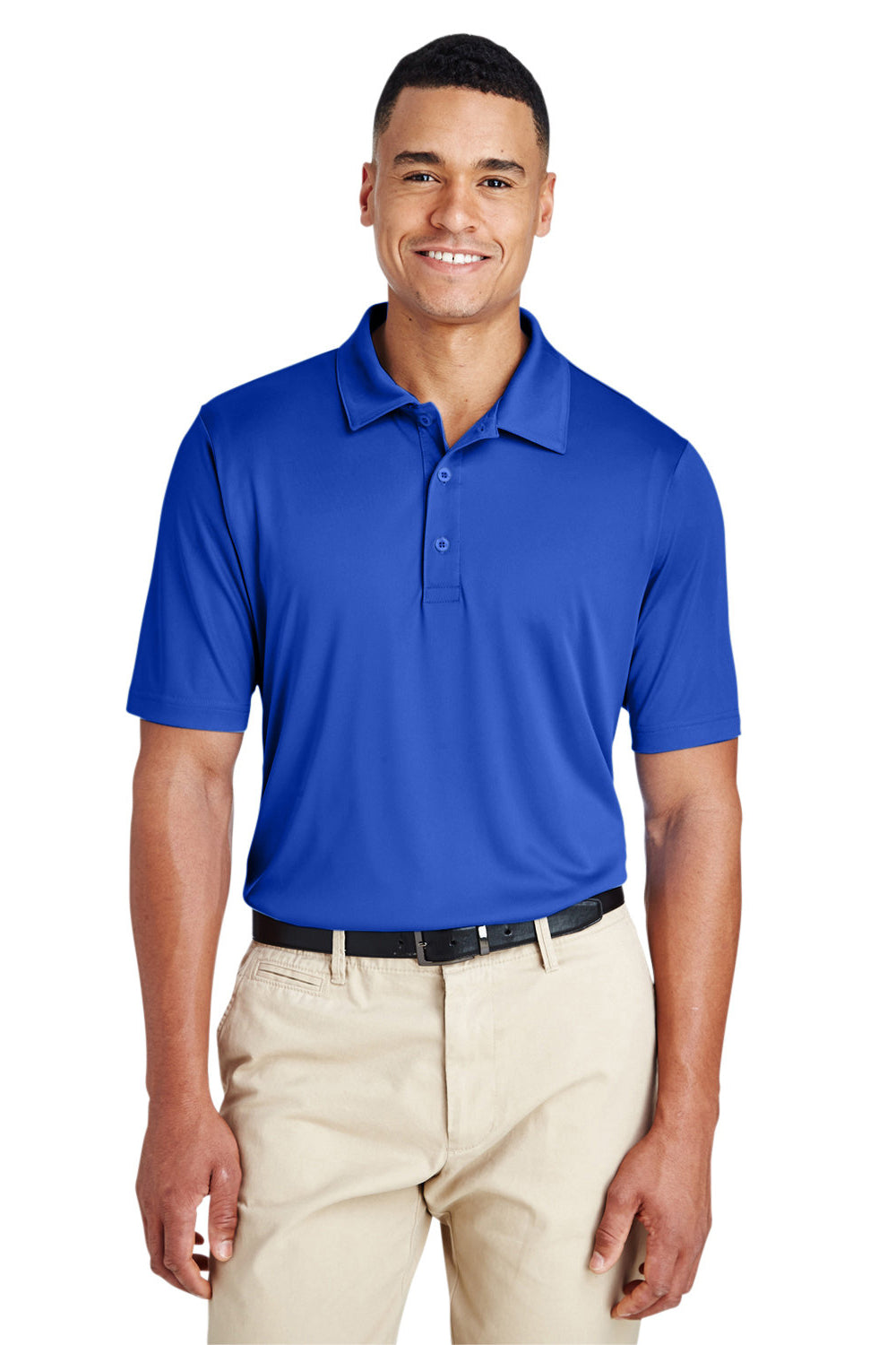 Team 365 TT51 Mens Zone Performance Moisture Wicking Short Sleeve Polo Shirt Royal Blue Model Front