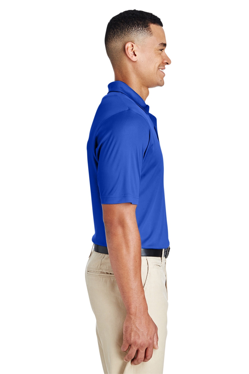 Team 365 TT51 Mens Zone Performance Moisture Wicking Short Sleeve Polo Shirt Royal Blue Model Side