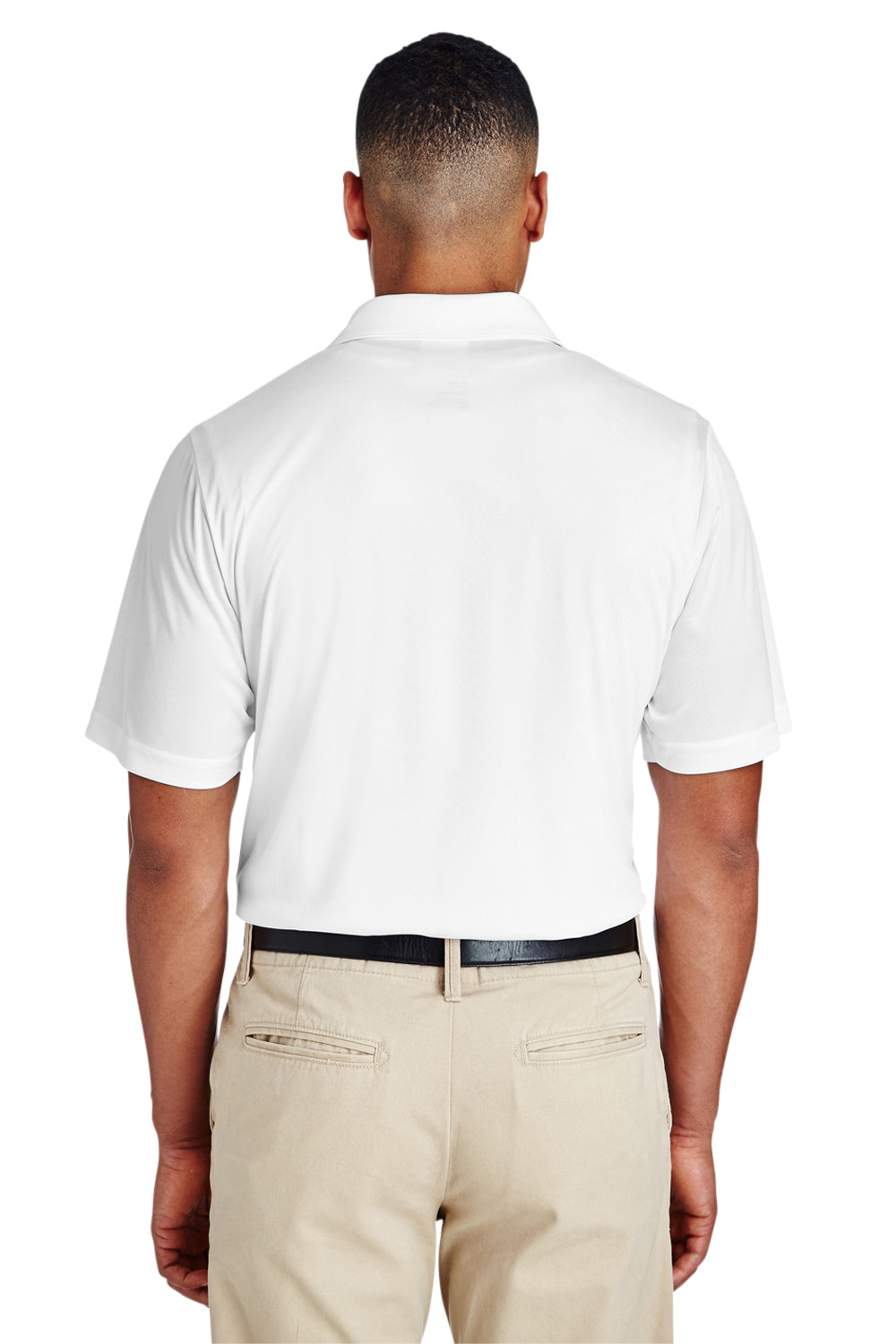 Team 365 TT51 Mens Zone Performance Moisture Wicking Short Sleeve Polo Shirt White Model Back