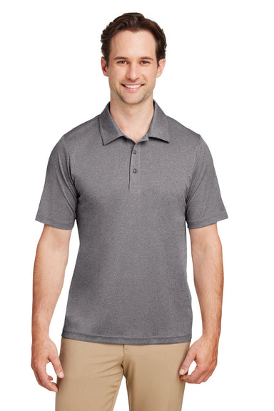 Team 365 TT51H Mens Zone Sonic Moisture Wicking Short Sleeve Polo Shirt Heather Dark Grey Model Front