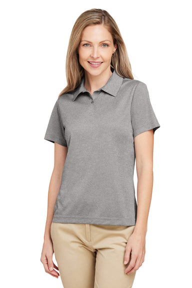 Team 365 TT51HW Womens Zone Sonic Moisture Wicking Short Sleeve Polo Shirt Heather Grey Model Front