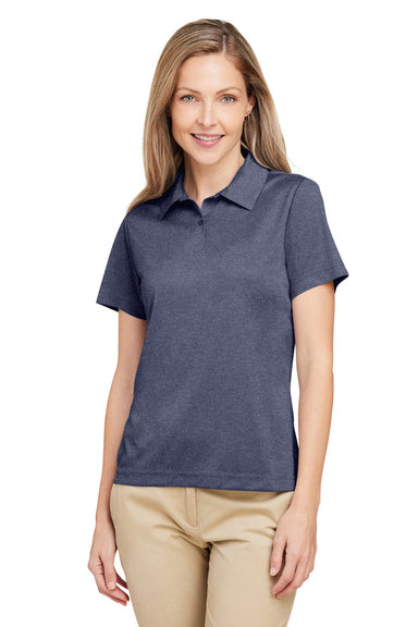 Team 365 TT51HW Womens Zone Sonic Moisture Wicking Short Sleeve Polo Shirt Heather Dark Navy Blue Model Front