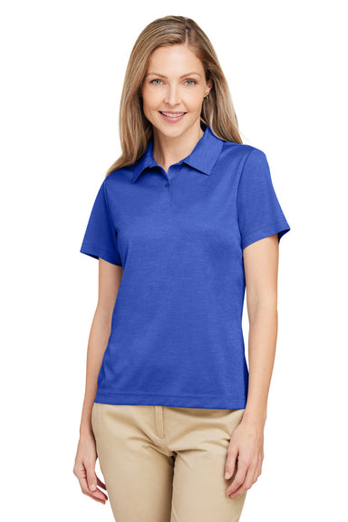 Team 365 TT51HW Womens Zone Sonic Moisture Wicking Short Sleeve Polo Shirt Heather Royal Blue Model Front