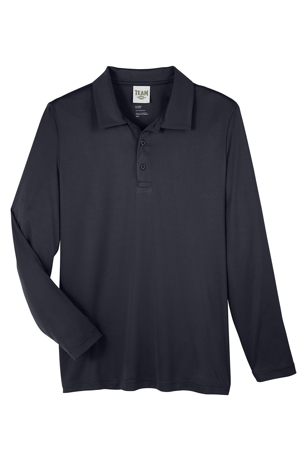 Team 365 TT51L Mens Zone Sonic Moisture Wicking Long Sleeve Polo Shirt Black Flat Front