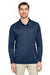 Team 365 TT51L Mens Zone Sonic Moisture Wicking Long Sleeve Polo Shirt Dark Navy Blue Model Front