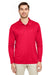 Team 365 TT51L Mens Zone Sonic Moisture Wicking Long Sleeve Polo Shirt Red Model Front