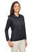 Team 365 TT51LW Womens Zone Sonic Moisture Wicking Long Sleeve Polo Shirt Black Model 3q