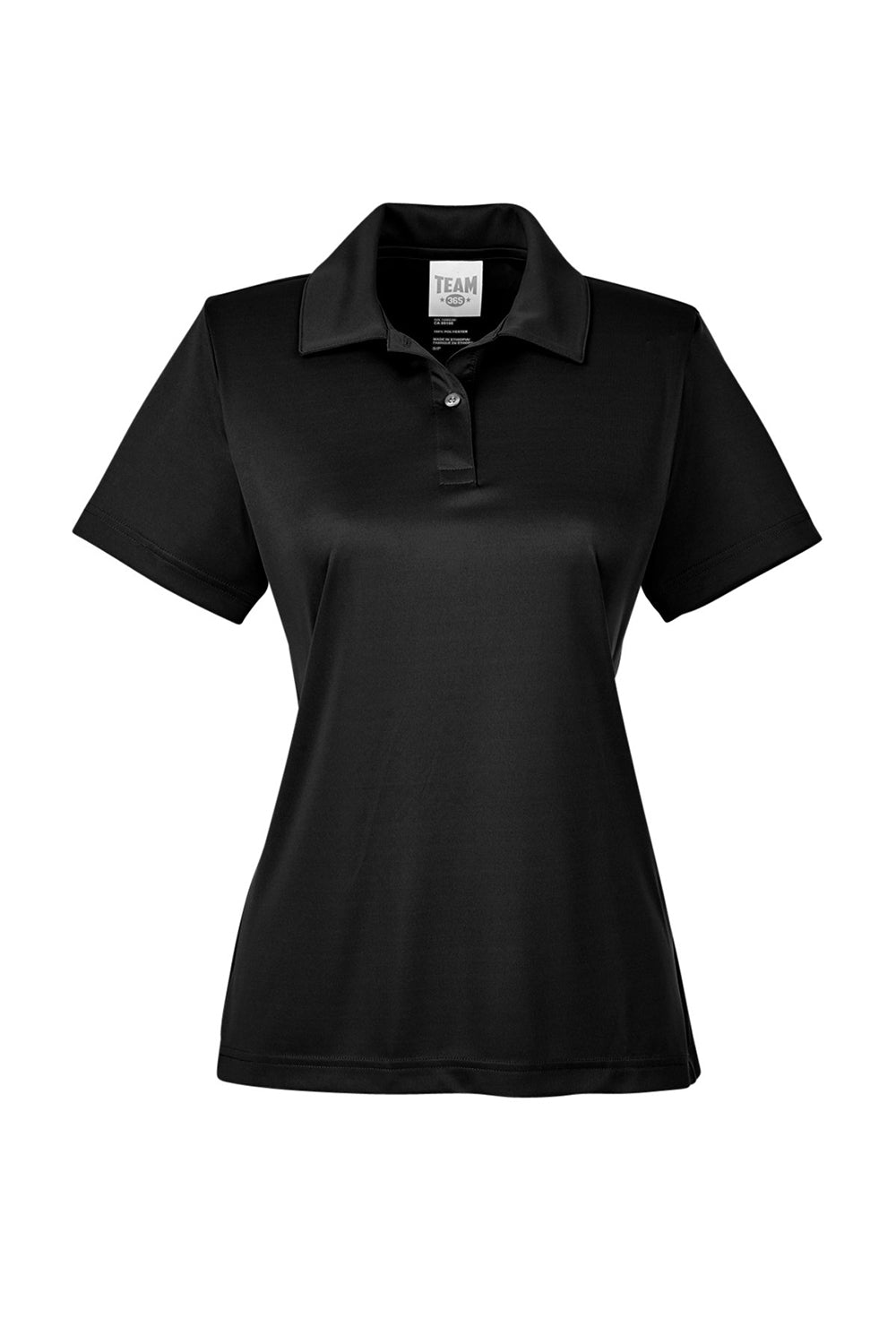 Team 365 TT51W Womens Zone Performance Moisture Wicking Short Sleeve Polo Shirt Black Flat Front