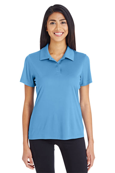 Team 365 TT51W Womens Zone Performance Moisture Wicking Short Sleeve Polo Shirt Light Blue Model Front