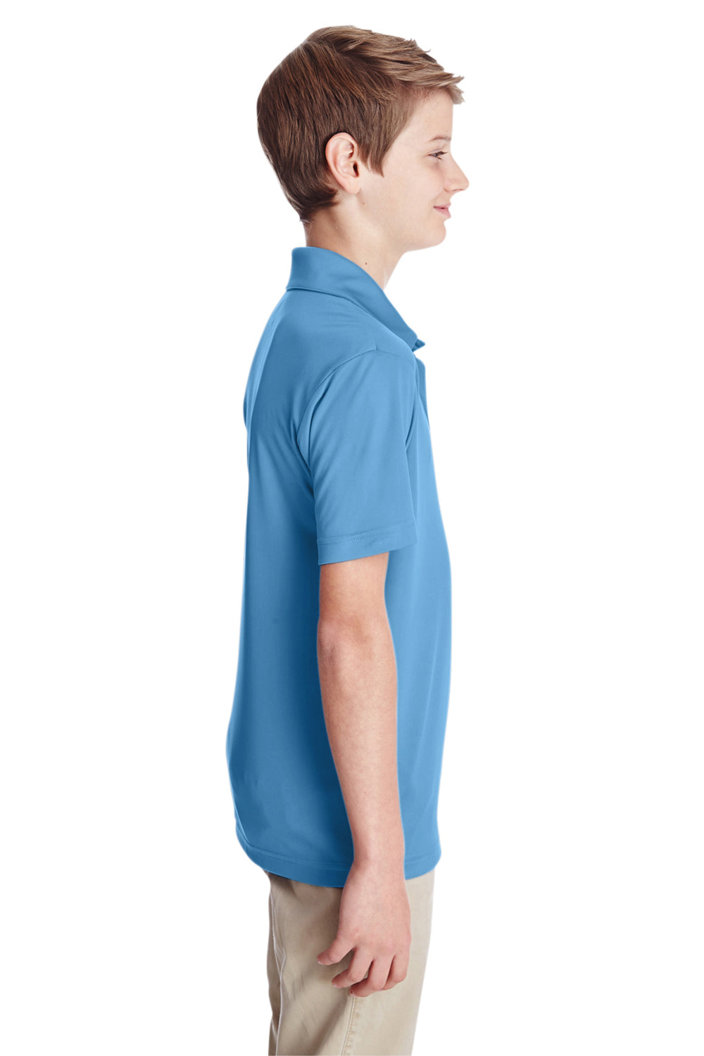 Team 365 TT51Y Youth Zone Performance Moisture Wicking Short Sleeve Polo Shirt Light Blue Model Side