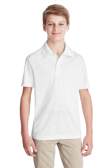 Team 365 TT51Y Youth Zone Performance Moisture Wicking Short Sleeve Polo Shirt White Model Front