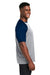 Team 365 TT62 Mens Zone Colorblock Moisture Wicking Short Sleeve Crewneck T-Shirt Heather Grey/Dark Navy Blue Model Side