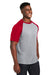 Team 365 TT62 Mens Zone Colorblock Moisture Wicking Short Sleeve Crewneck T-Shirt Heather Grey/Red Model 3q