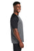 Team 365 TT62 Mens Zone Colorblock Moisture Wicking Short Sleeve Crewneck T-Shirt Heather Dark Grey/Black Model Side