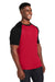 Team 365 TT62 Mens Zone Colorblock Moisture Wicking Short Sleeve Crewneck T-Shirt Red/Heather Black Model 3q