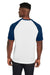 Team 365 TT62 Mens Zone Colorblock Moisture Wicking Short Sleeve Crewneck T-Shirt White/Heather Dark Navy Blue Model Back