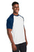 Team 365 TT62 Mens Zone Colorblock Moisture Wicking Short Sleeve Crewneck T-Shirt White/Heather Dark Navy Blue Model 3q