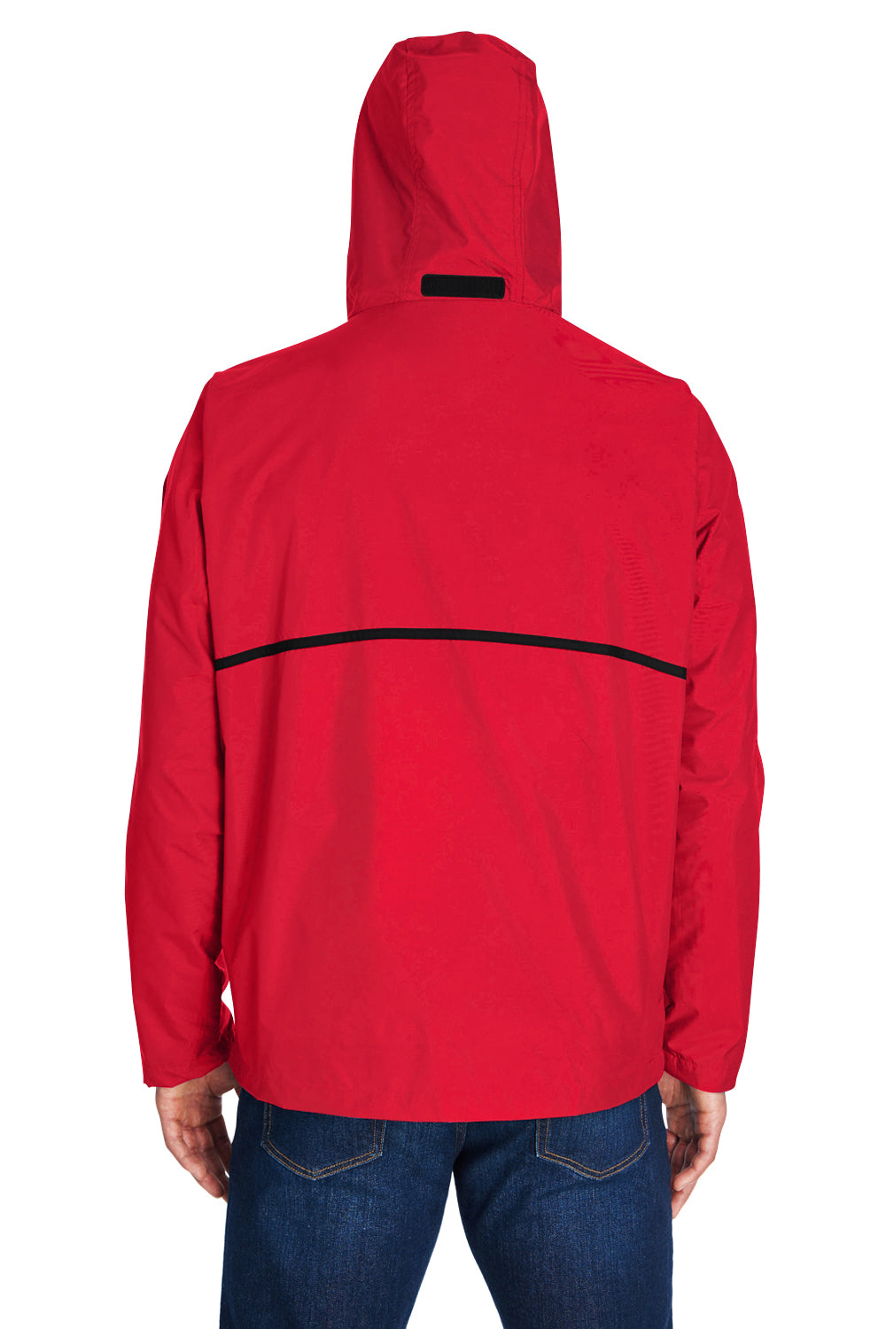 Team 365 TT70 Mens Conquest Wind & Water Resistant Full Zip Hooded Jacket Red Model Back