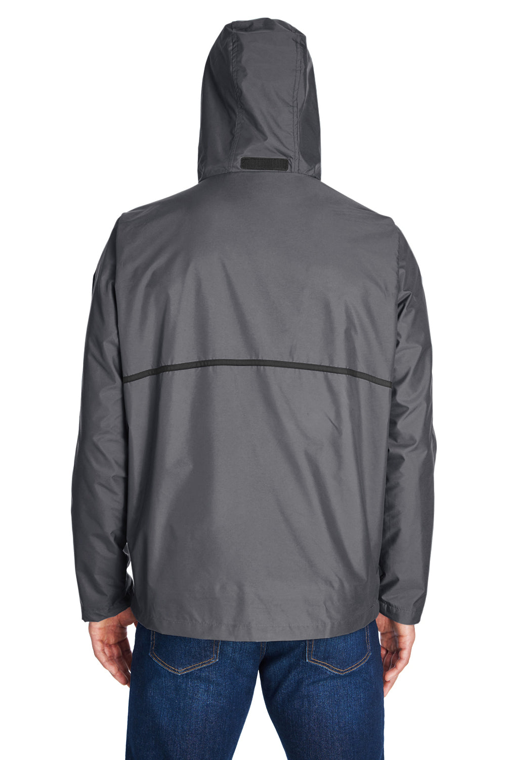 Team 365 TT70 Mens Conquest Wind & Water Resistant Full Zip Hooded Jacket Graphite Grey Model Back