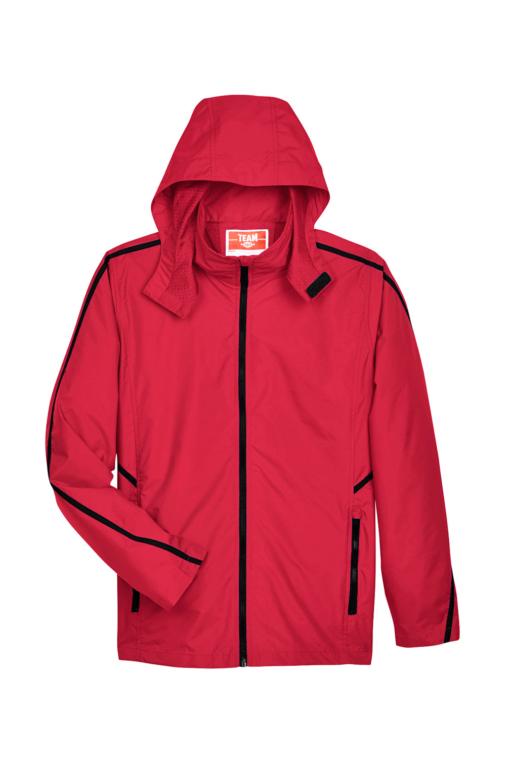 Team 365 TT70 Mens Conquest Wind & Water Resistant Full Zip Hooded Jacket Red Flat Front