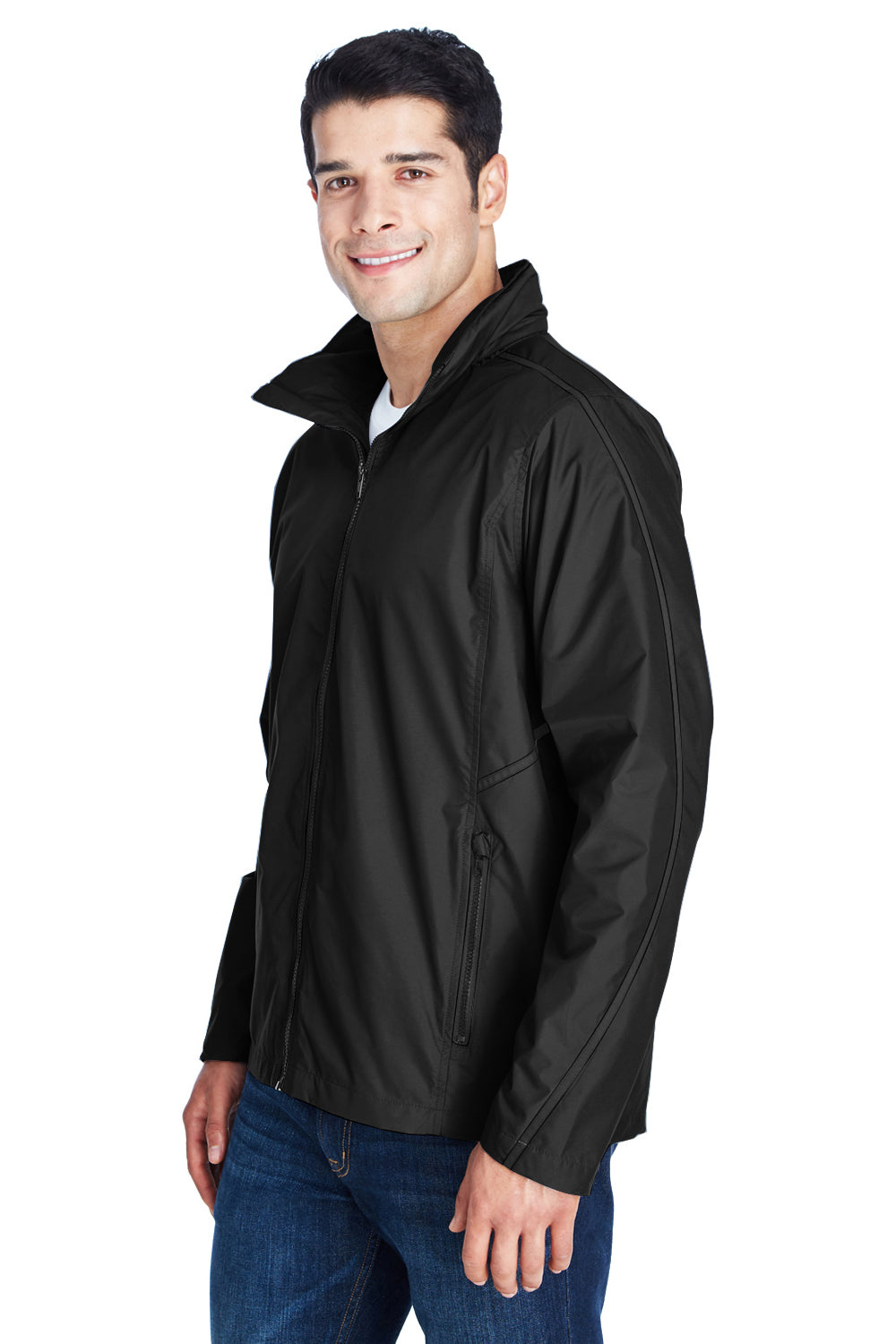 Team 365 TT70 Mens Conquest Wind & Water Resistant Full Zip Hooded Jacket Black Model 3q