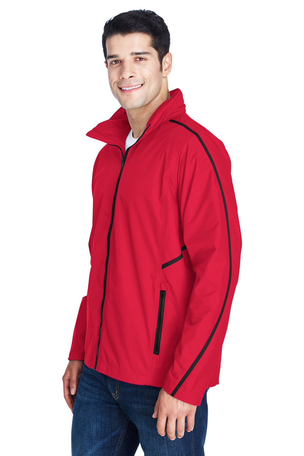 Team 365 TT70 Mens Conquest Wind & Water Resistant Full Zip Hooded Jacket Red Model 3q