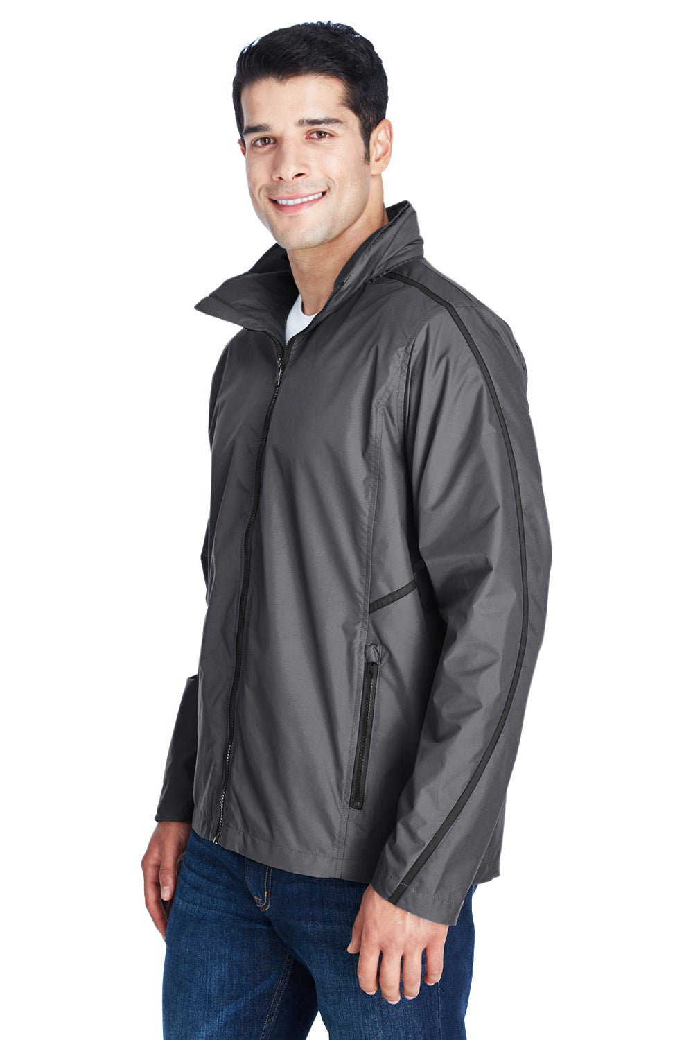 Team 365 TT70 Mens Conquest Wind & Water Resistant Full Zip Hooded Jacket Graphite Grey Model 3q