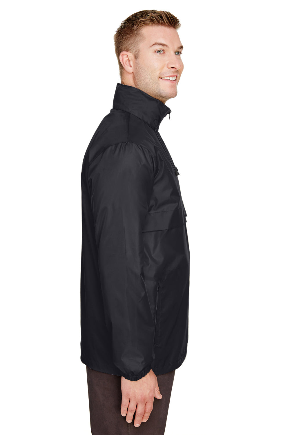 Team 365 TT73 Mens Zone Protect Water Resistant Full Zip Hooded Jacket Black Model Side